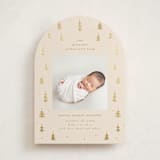 "Merry Little Trees" - Holiday Birth Announcement Cards in Candlelight by Jennifer Holbrook - Front