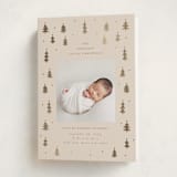 "Merry Little Trees" - Holiday Birth Announcement Cards in Candlelight by Jennifer Holbrook - Folded Card