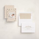 "Merry Little Trees" - Holiday Birth Announcement Cards in Candlelight by Jennifer Holbrook - Assembled