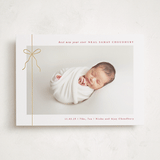 "Crisp Bow" - Holiday Birth Announcement Cards in Cranberry by Olivia Raufman - Front
