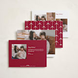 "Crisp Bow" - Holiday Birth Announcement Cards in Cranberry by Olivia Raufman - Back of Card Options