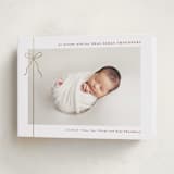 "Crisp Bow" - Holiday Birth Announcement Cards in Cranberry by Olivia Raufman - Folded Card