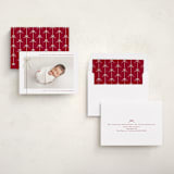 "Crisp Bow" - Holiday Birth Announcement Cards in Cranberry by Olivia Raufman - Assembled