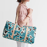 "Birds in Flight" - Fillmore Duffle in Sky by Michelle Fifis - On Model