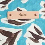 "Birds in Flight" - Fillmore Duffle in Sky by Michelle Fifis - Tag Detail