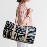"Chalk Dust" - Fillmore Duffle in Ink by Deborah Velasquez - On Model