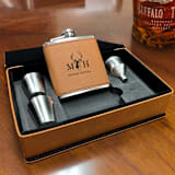 "Custom Engraved Flask Gift Set" - Flask in gold by Papel Custom Design