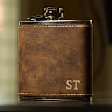"Custom Engraved Rustic Brown Initials Flask" - Flask in brown by Great Little Favor Co