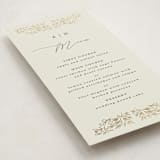 "Foil Botanical Frame" - Foil-Pressed Menus in Taupe by Hannah Williams - Detail
