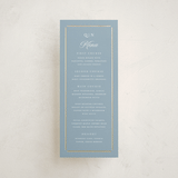 "Elegant bevel" - Foil-Pressed Menus in Dusty Blue by Stacey Meacham - Front