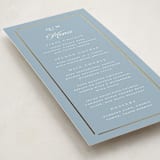 "Elegant bevel" - Foil-Pressed Menus in Dusty Blue by Stacey Meacham - Detail