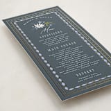 "Sadie" - Foil-Pressed Menus in Periwinkle by Erin German - Detail