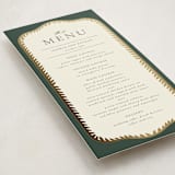 "Frame" - Foil-Pressed Menus in Emerald by Jen Owens - Detail