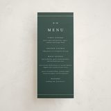 "Style and grace" - Foil-Pressed Menus in Forest by Stacey Meacham - Front