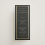 "Timeless Charm" - Foil-Pressed Menus in Charcoal by Lucrecia Caporale - Front