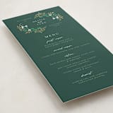 "Illuminated Storybook" - Foil-Pressed Menus in Evergreen by Alethea and Ruth - Detail