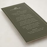 "refined" - Foil-Pressed Menus in Deep Olive by Nicole Walsh - Detail