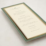 "Vintage Oval" - Foil-Pressed Menus in Rosemary by Emily Betts - Detail