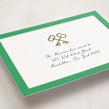 "Crossed Keys" - Foil-Pressed Moving Announcements in Grass by mo kelley - Detail