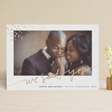"Let Love Shine" - Wedding Announcements in Gold by Kelly Ventura - Front