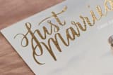 "Married Script" - Wedding Announcements in Gold by Rebecca Daublin - Detail