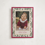 "Merry Floral Toile" - Holiday Cards in Holly Berry by Jenna Holcomb - Front