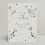 "Champagne and confetti" - Party Invitations in Champagne by Cass Loh - Front
