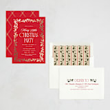 "Holly Border" - Party Invitations in Poinsettia by Robert and Stella - Assembled