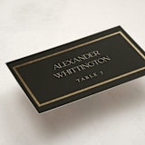 "Timeless Charm" - Foil-Pressed Party Place Cards in Charcoal by Lucrecia Caporale - Detail
