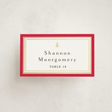 "Edged" - Foil-Pressed Party Place Cards in Poinsettia by Amy Kross - Front with Free Guest Printing