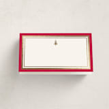 "Edged" - Foil-Pressed Party Place Cards in Poinsettia by Amy Kross - Blank Front