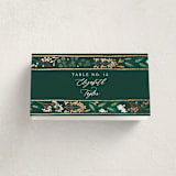 "Illuminated Storybook" - Foil-Pressed Party Place Cards in Evergreen by Alethea and Ruth - Folded with Free Guest Printing