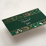 "Illuminated Storybook" - Foil-Pressed Party Place Cards in Evergreen by Alethea and Ruth - Detail