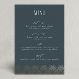 "Vitrola" - Foil-Pressed Party Menus in Teal by Tamara Hilje - Front