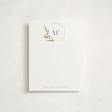 "Leaf Monogram" - Personalized Stationery Cards in Cotton by Robert and Stella - Front