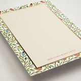 "Botanical Border with Foil" - Personalized Stationery Cards in Coral by Manisha Ayyappath - Detail