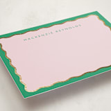 "Preppy Twist" - Personalized Stationery Cards in Peridot by Olivia Raufman - Detail