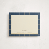 "Gilded checks" - Personalized Stationery Cards in Blue Spruce by Creo Study - Front