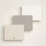 "Corner Bows" - Personalized Stationery Cards in Taupe by Baumbirdy - Back of Card Options
