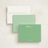 "Simple Hello" - Personalized Stationery Cards in Avocado by taylorVdesign - Assembled