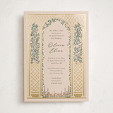 "Victorian Trellis" - Foil-Pressed Quinceanera Invitations in Sand by Becky Nimoy - Front