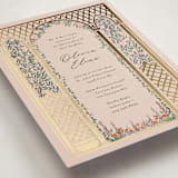 "Victorian Trellis" - Foil-Pressed Quinceanera Invitations in Sand by Becky Nimoy - Detail