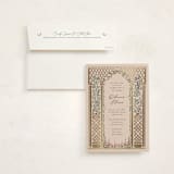 "Victorian Trellis" - Foil-Pressed Quinceanera Invitations in Sand by Becky Nimoy - Invitation with Envelope