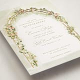 "Floral Arch" - Foil-Pressed Quinceanera Invitations in Evergreen by Lucrecia Caporale - Detail