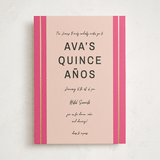 "Ribbon Stripes" - Foil-Pressed Quinceanera Invitations in Hot Pink by Ani Somi - Front