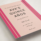 "Ribbon Stripes" - Foil-Pressed Quinceanera Invitations in Hot Pink by Ani Somi - Detail