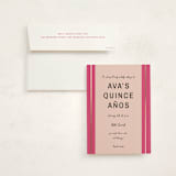 "Ribbon Stripes" - Foil-Pressed Quinceanera Invitations in Hot Pink by Ani Somi - Invitation with Envelope