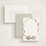 "Rustic Bow" - Personalized Stationery Cards in Mist by Jackie Crawford - Assembled