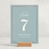 "Polished" - Foil-Pressed Party Table Numbers in Powder Blue by Jennifer Postorino - Displayed (stand not included)