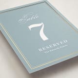 "Polished" - Foil-Pressed Party Table Numbers in Powder Blue by Jennifer Postorino - Detail